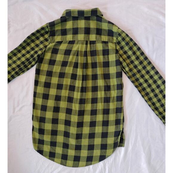 Est 1946 Juniors XS Plaid Button Up Top Green Black Long Roll Tab Sleeves XSmall - Picture 6 of 15